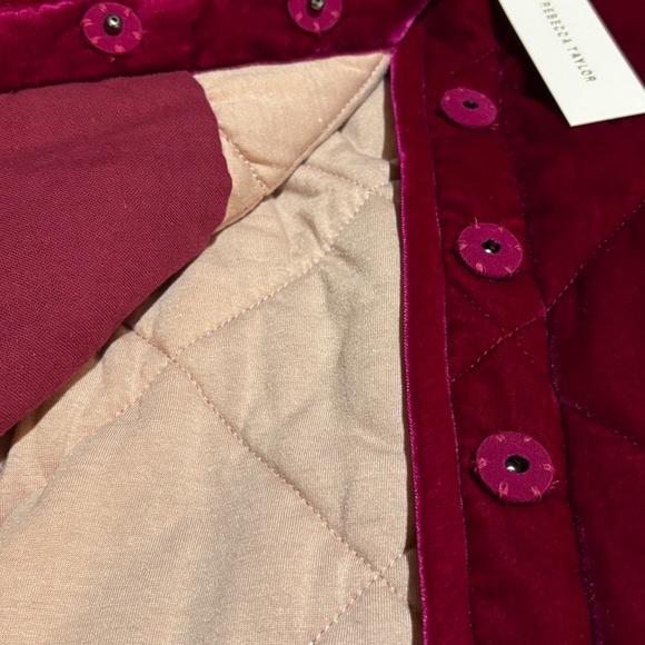 Rebecca Taylor Women Velvet Quilted Coat Jacket Sz M Luxe Regal Holiday NWT Belt - Picture 6 of 14